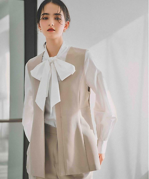 ≪通勤・セレモニー対応≫ボウタイシャツブラウス【洗濯機OK