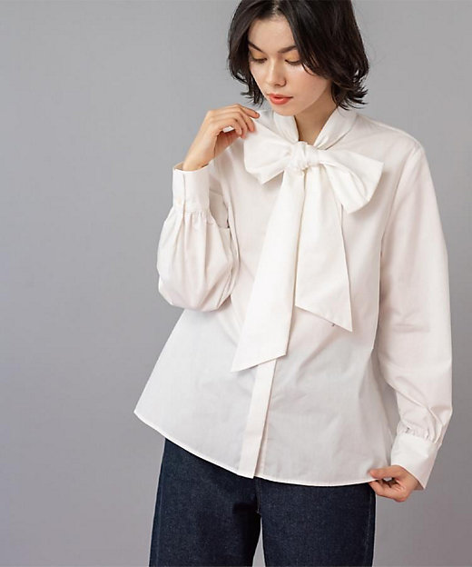 ≪通勤・セレモニー対応≫ボウタイシャツブラウス【洗濯機OK