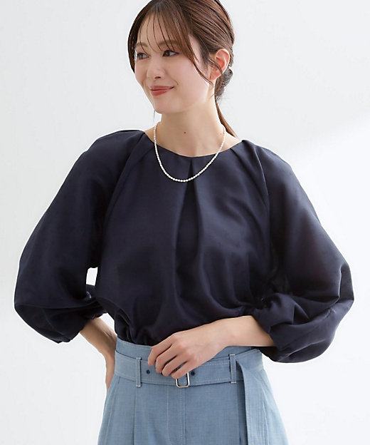 ボリュームスリーブサテンジャカードブラウス（2002556941