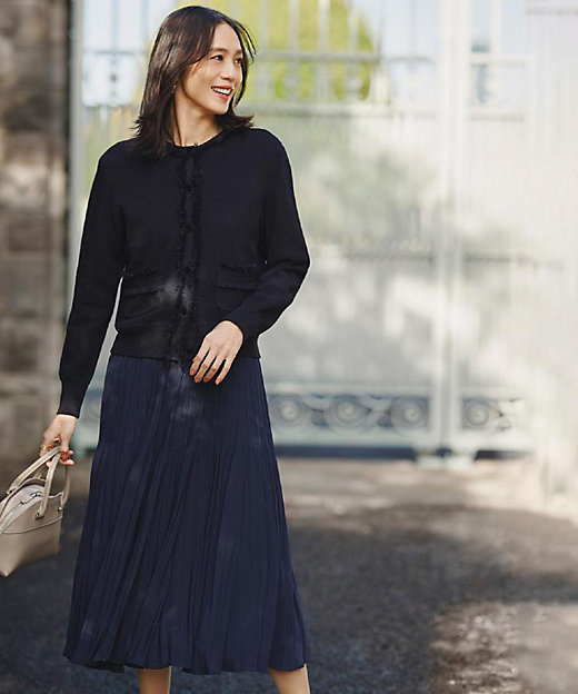 洗える／ジャケット風】ツイードニットカーディガン