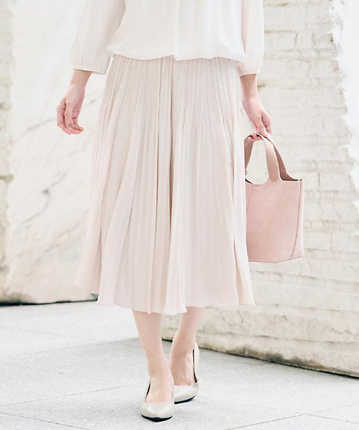 ウエストゴム／セレモニー】デシン プリーツスカート