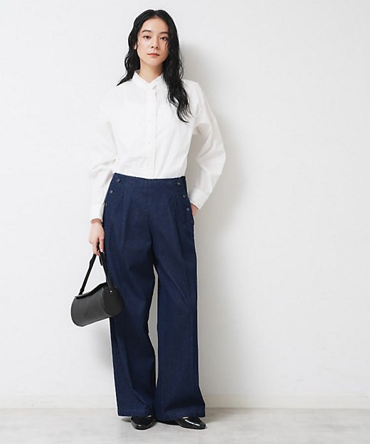 洗える】フリルネックブラウス（2002579404） | Dessin