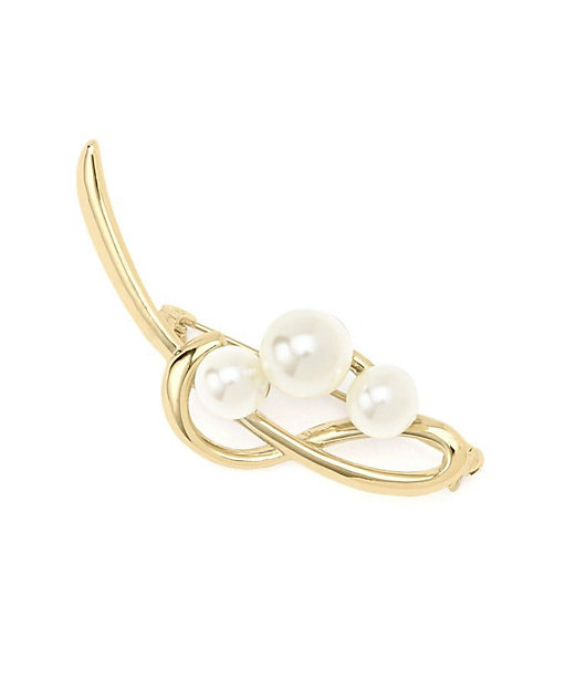 フォーマル／入卒】パール調×リーフデザインブローチ