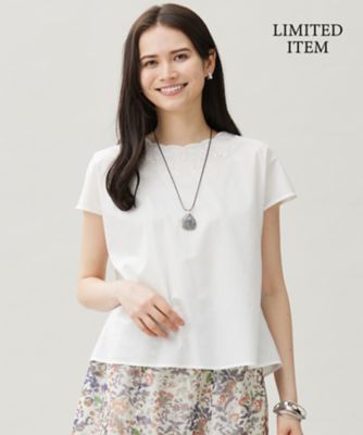 WEB限定・接触冷感・洗える】エンブロイダリーローンプルオーバー