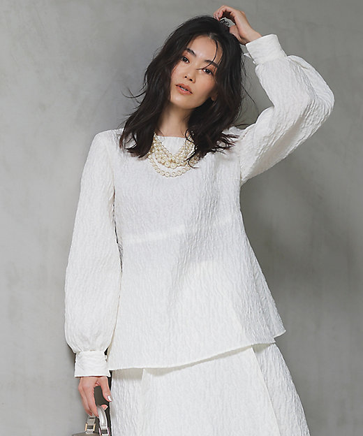 洗える】エクラジャカード ペプラム ブラウス（BLWOCW0012