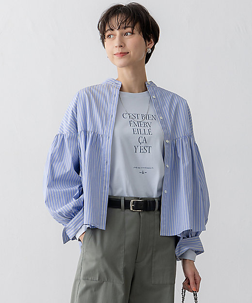 洗える】CANCLINI ギャザー フレア ブラウス