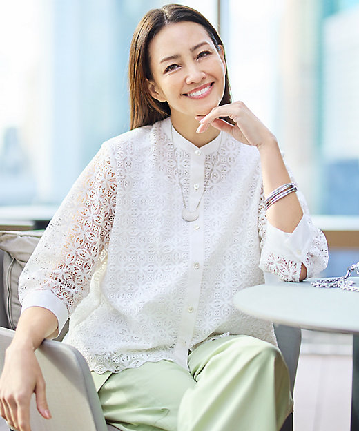 カタログ掲載】ジオメトリックレース ブラウス（BLWRLM0313