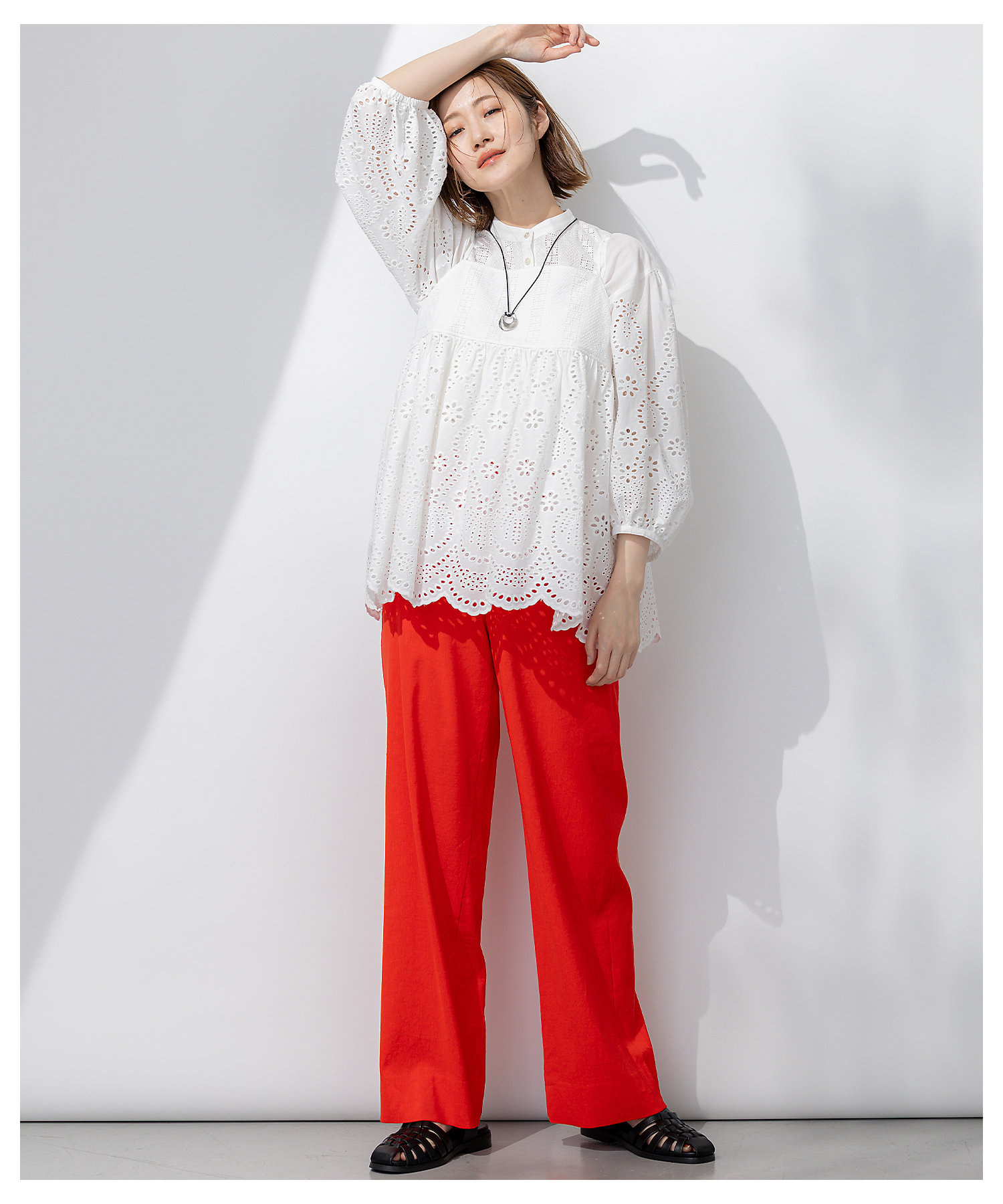 洗える】コットンエンブロイダリー キャミソール