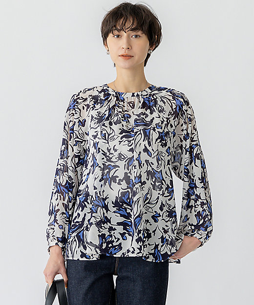 洗える】ニュアンスフラワー プリント ブラウス（BLWWGS0208