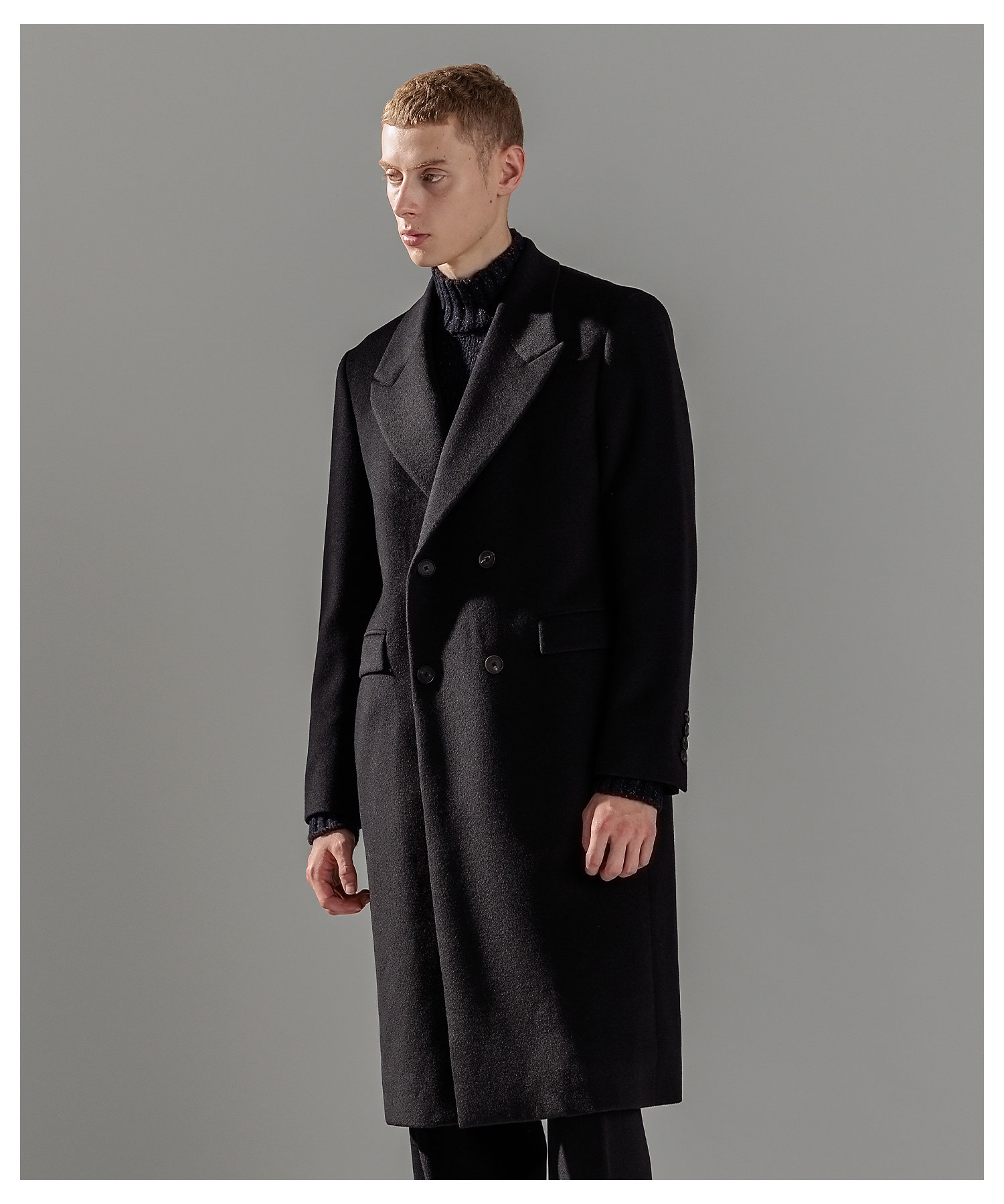 WEB限定】グロッシーウール ダブルブレストチェスターコート