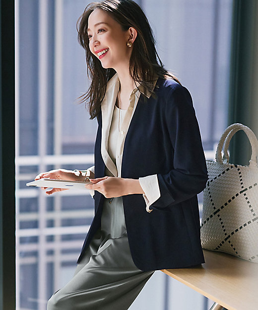 セットアップ対応／洗える】2WAYストレッチツイル ジャケット