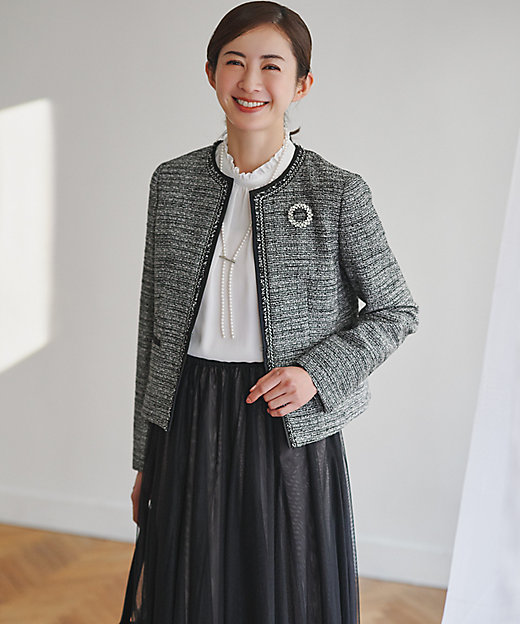 送料無料】【セットアップ対応】ライトシャインツイード ノーカラー