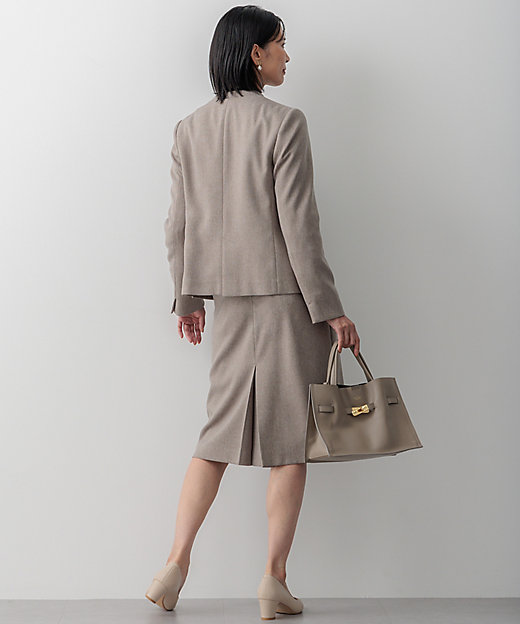 洗える】ウールライクカルゼ ノーカラージャケット