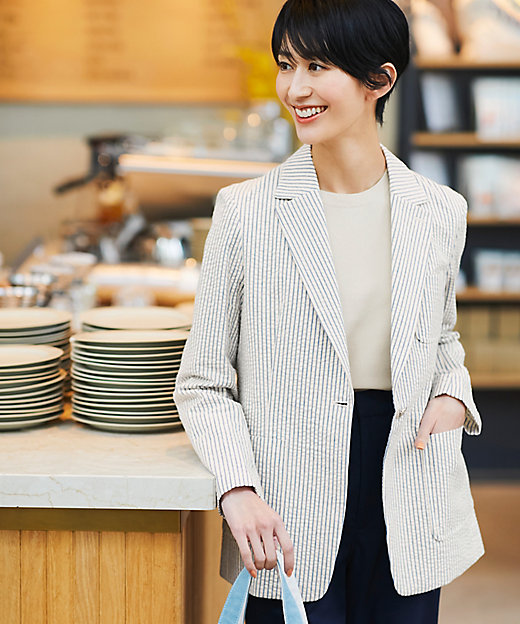 洗える】サッカーストライプ ジャケット（JKWSSM0307） | 23