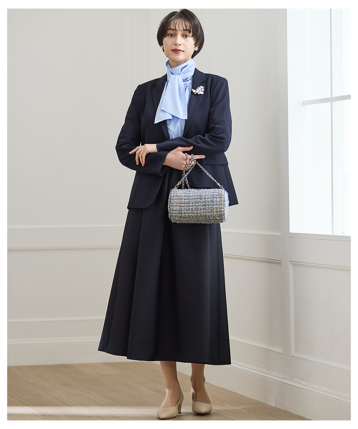 セットアップ対応／洗える】トリアセダブルジョーゼット テーラード