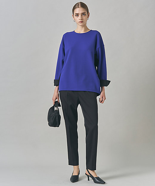 洗える】ジョーゼットジャージー 異素材コンビプルオーバー