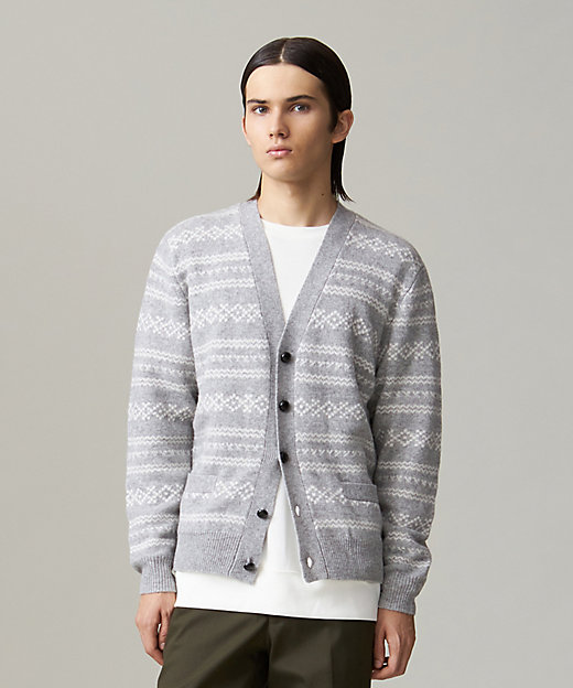 Cash Lamb's Wool】フェアアイルカーディガンニット