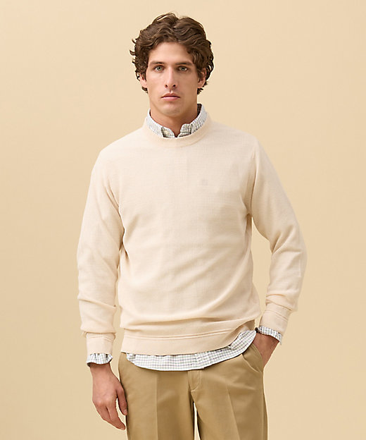 麻のように涼しい】ギマコットンカノコクルーネック ニット