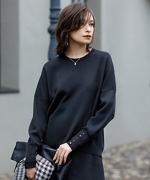 洗える】 シルキーウールダブルフェイス ニットプルオーバー