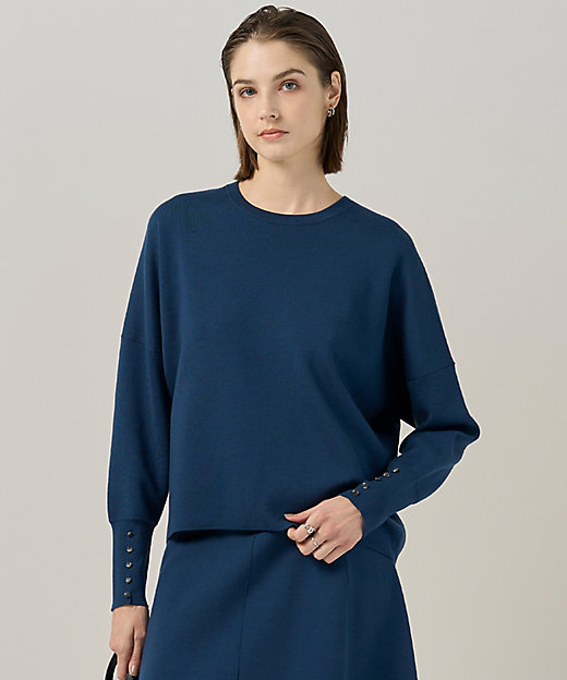 洗える】 シルキーウールダブルフェイス ニットプルオーバー