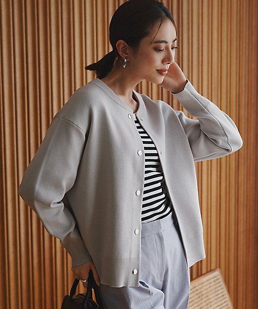 コットンポリエステルスムース カーディガン（KRCYLS0206