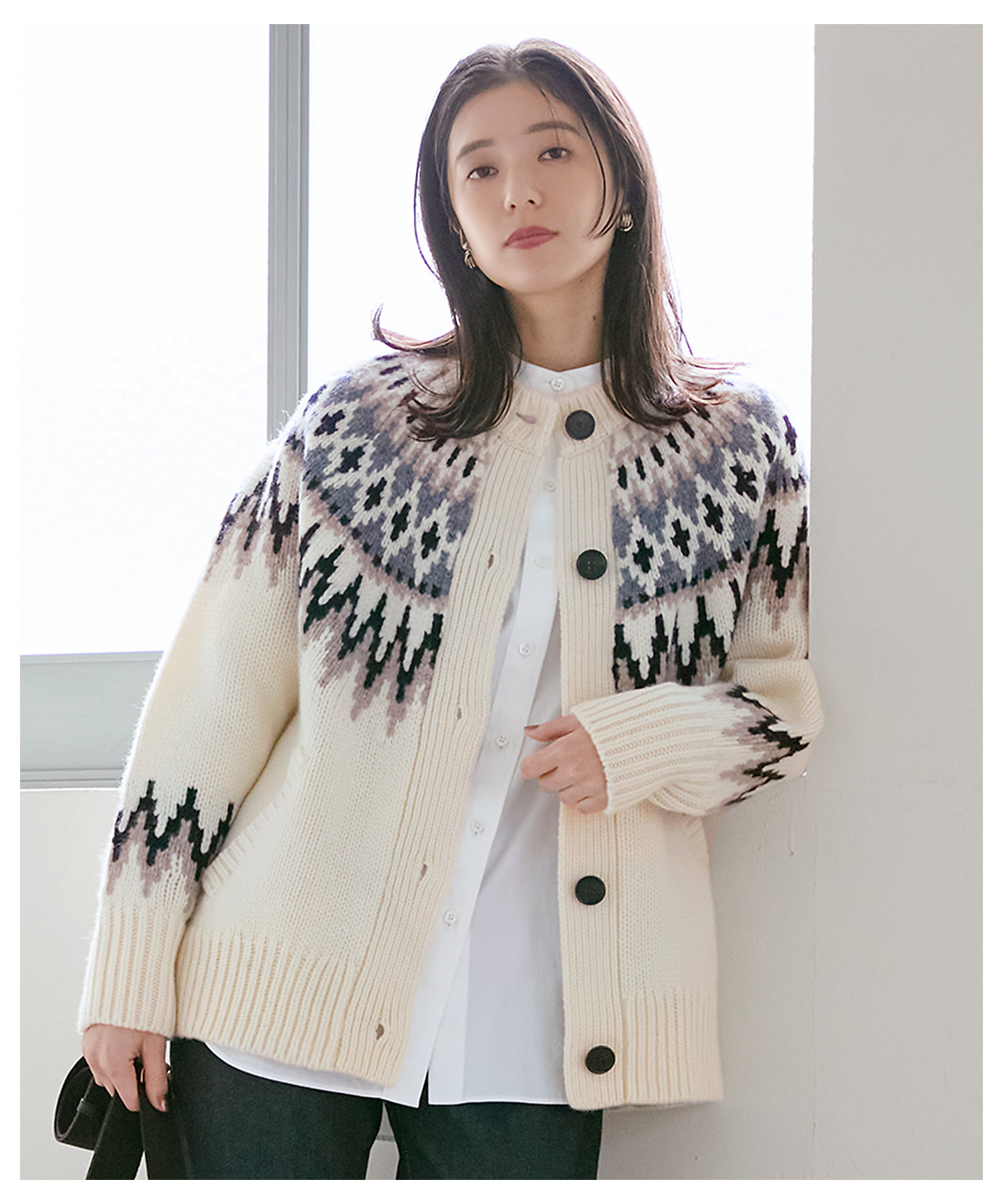 SLOW／一部店舗限定】ノルディック ニット カーディガン