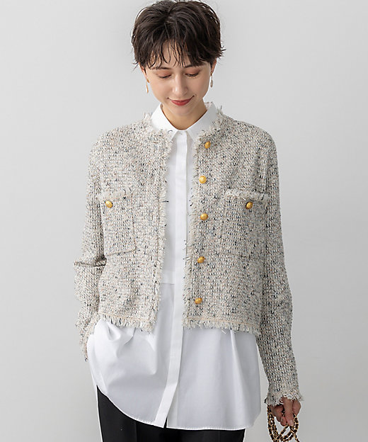 見上愛さん着用／新色追加／GLOW掲載】ツイード ニット ジャケット