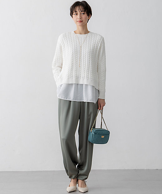 Oggi3月号掲載／洗える】コットンギマ ケーブル ニット