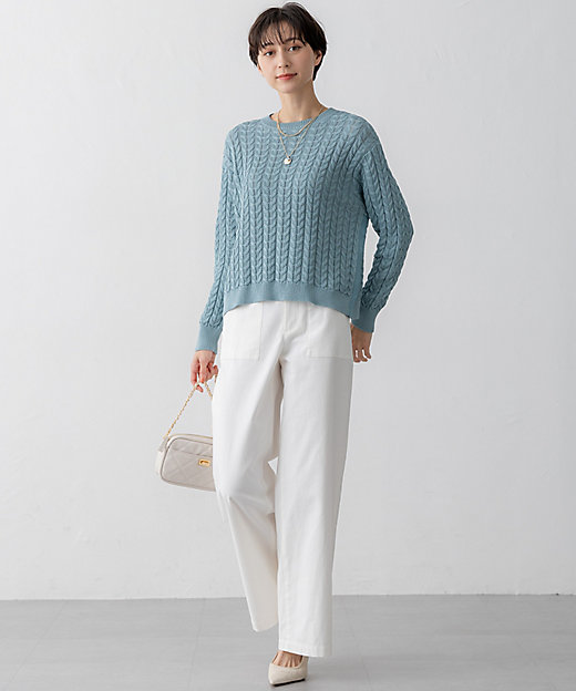 Oggi3月号掲載／洗える】コットンギマ ケーブル ニット