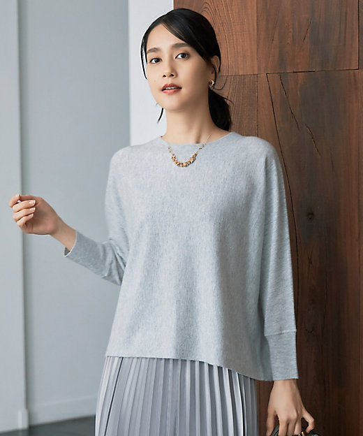 洗える】ソフトウールハイゲージボートネック ニット