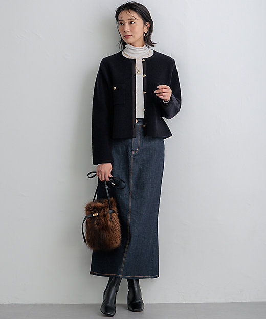 洗える】ミニブークレニット カーディガン（KRWSCA0357