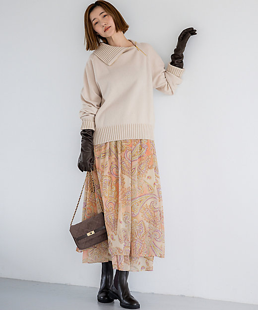 ボイルドウールコンビ ジップ タートルニット（KRWWGW0562