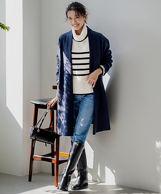 洗える】ウールミドルゲージ ボーダー ニット（KRWWSW0555