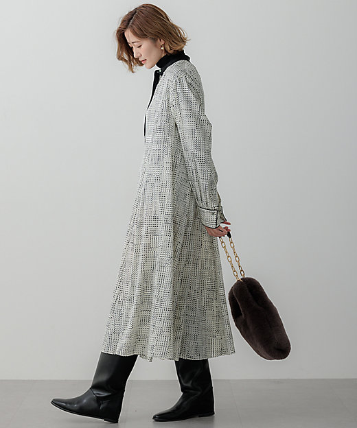 洗える】モノクロトーンプリント ワンピース（OPWOGS0014