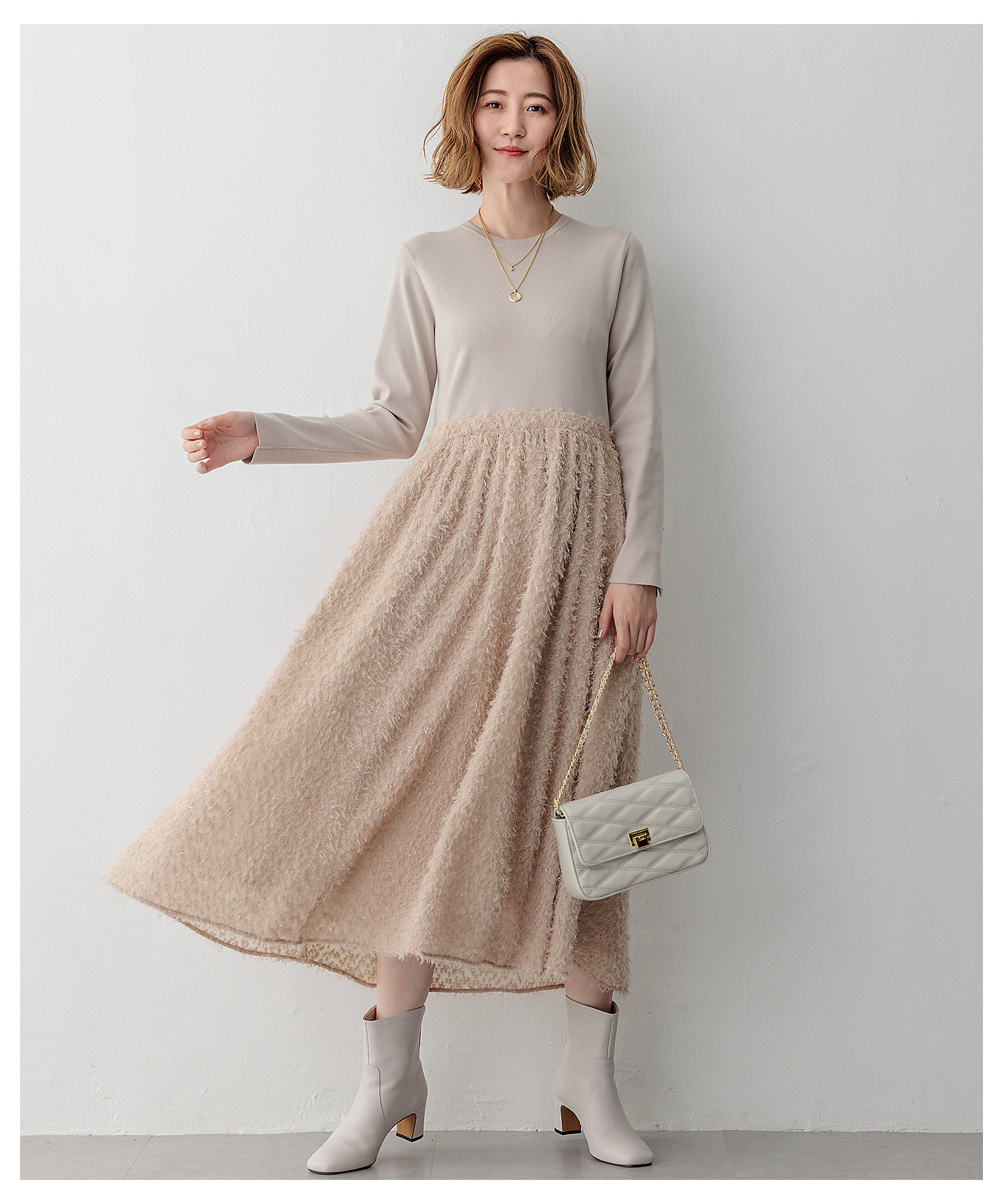 滝沢眞規子さん着用／一部店舗限定／洗える】ニットコンビジャカード