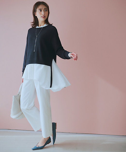 Oggi4月号掲載／洗える】スラブツイルストレッチ ベイカー パンツ