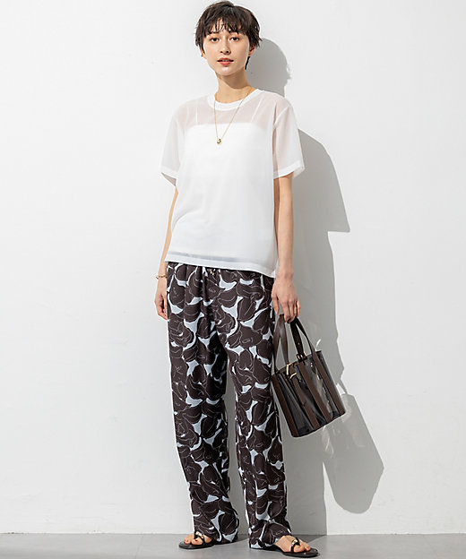 洗える】Ratti フラワーアートプリント ワイド パンツ