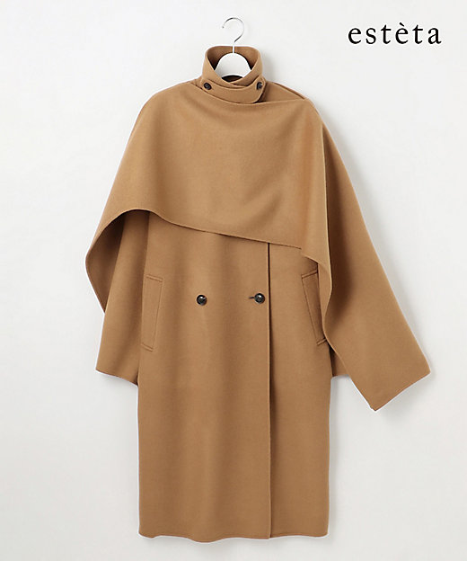 エステータ】ウールリバー ケープ付き コート（SCH7GW0942