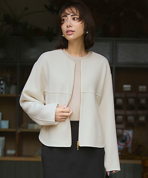 ウールライトリバー ノーカラー ショートコート（SCWOGW0408