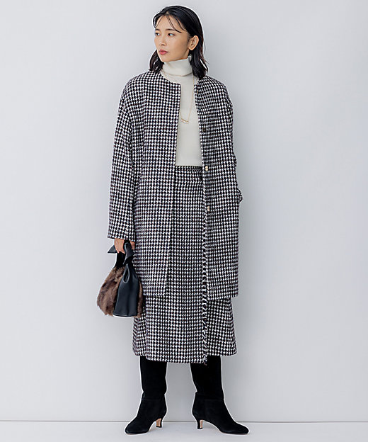 チェック ツイード ノーカラーコート（SCWOSW0509） | 23区