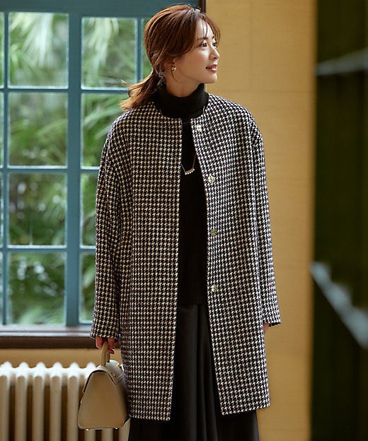 チェック ツイード ノーカラーコート（SCWOSW0509） | 23区