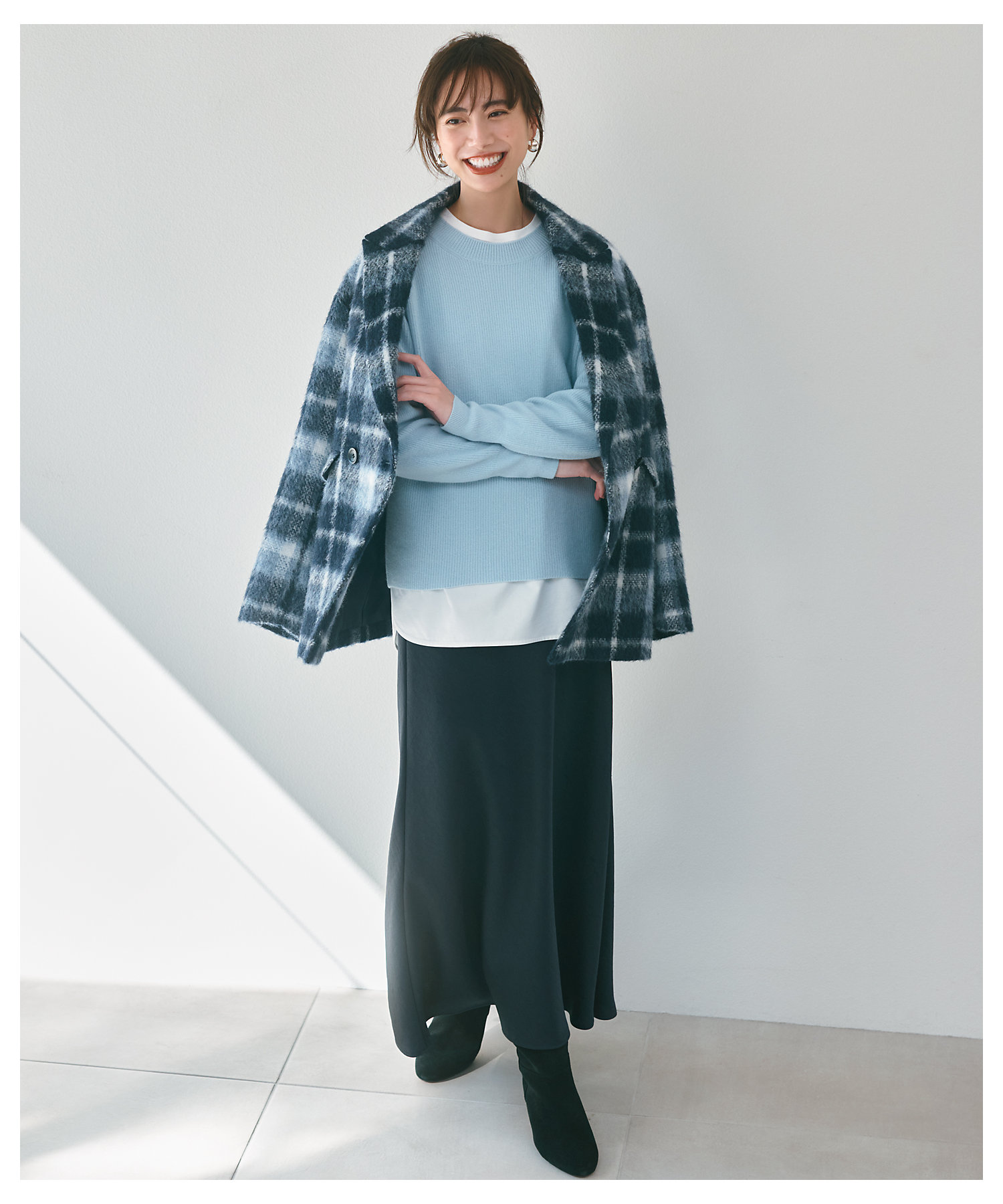 一部店舗限定】アルパカシャギーチェック コート