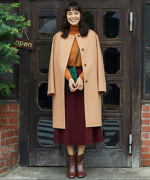 ウールカシミヤビーバー ノーカラー コート（SCWSNW0505