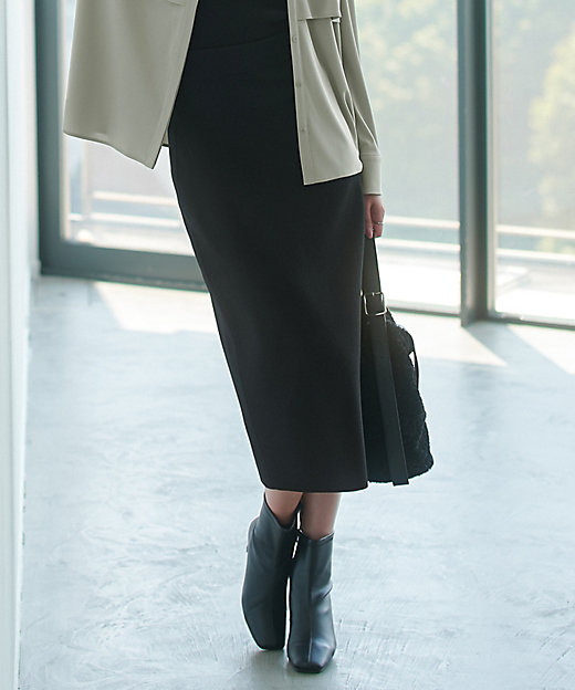 洗える】 シンセティックダブルフェイス ニットタイトスカート