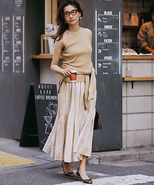 洗える】LIBECO ティアード スカート（SKWOCM0509