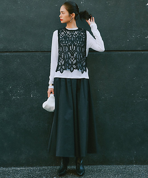 洗える】ブライトタフタ ギャザー スカート（SKWWGS6017