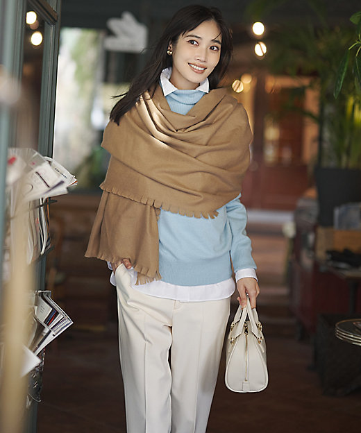 LEE掲載】ピュアカシミヤ フリンジ ストール（ZZ3DGW0450