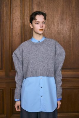 WIDE－SHOULDER CROPPED PULLOVER