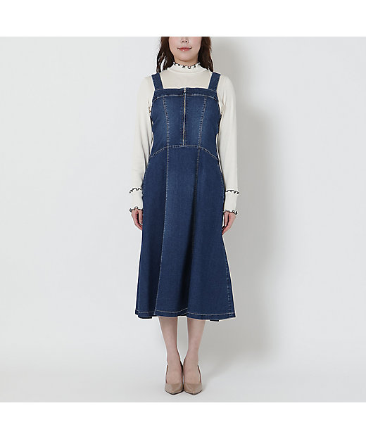 伸縮性◎】フレアデニムジャンパースカート（51015509