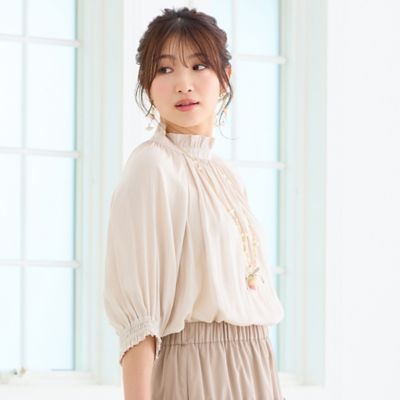 フリルバンドカラーブラウス（51032609） | Rose Tiara (Women